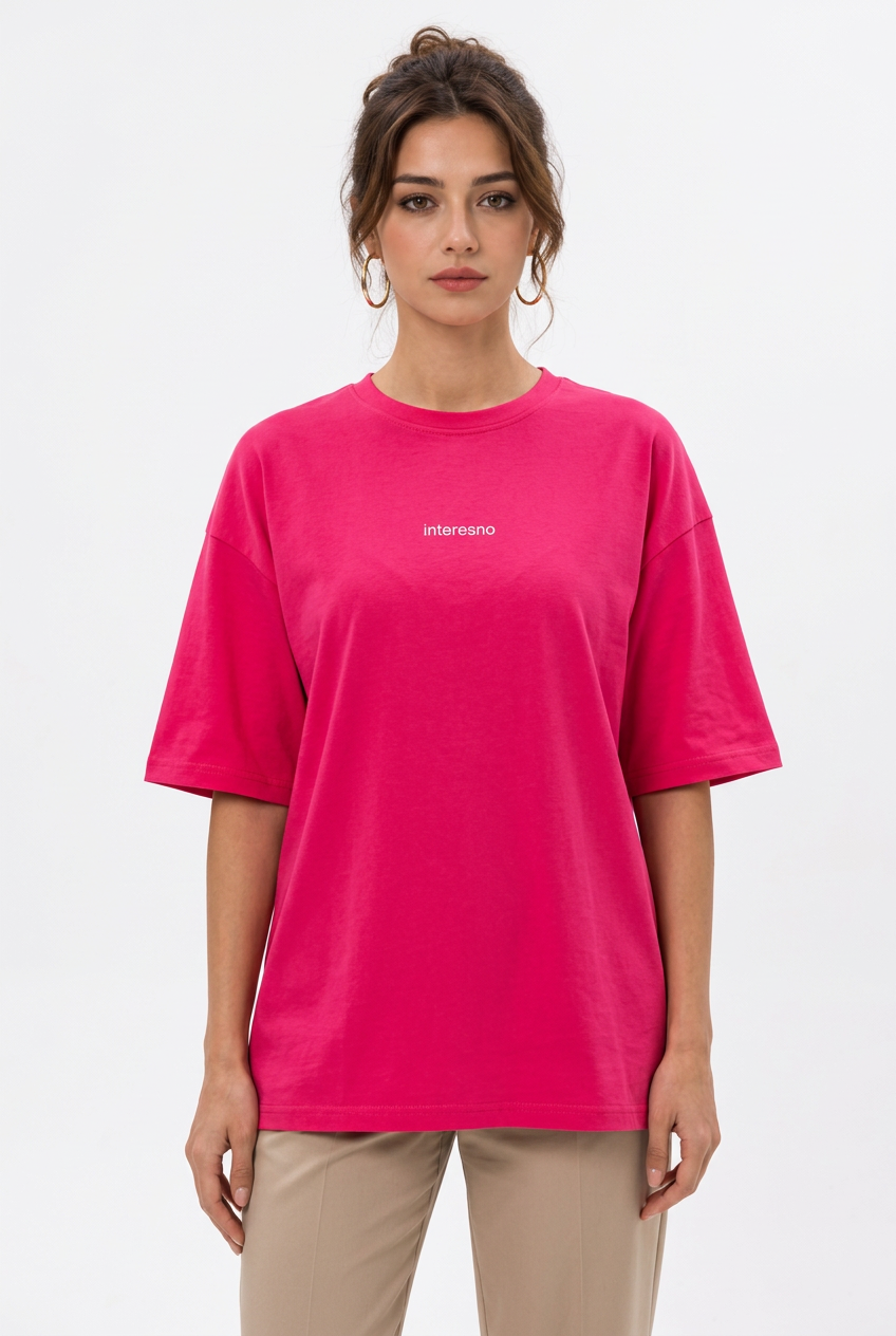 T-shirt oversize femme en coton à petite inscription