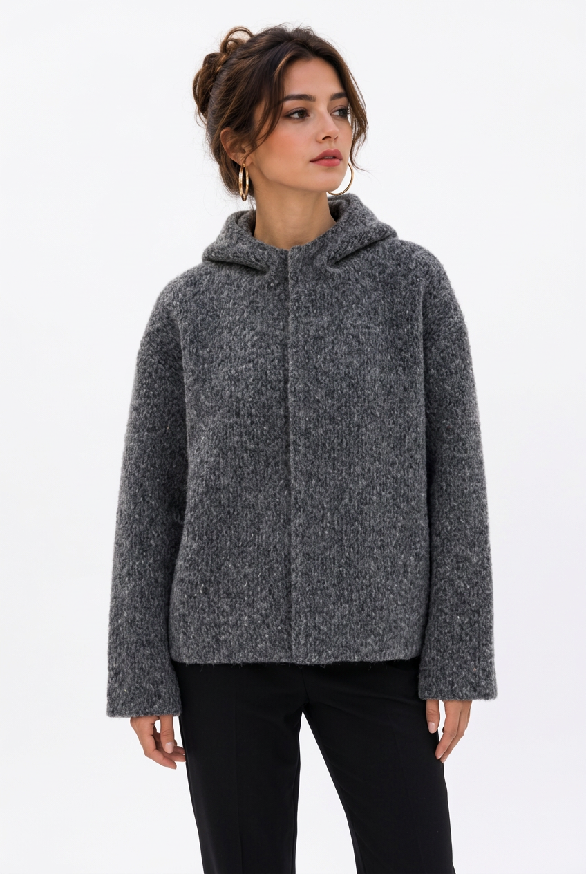 Veste femme oversize grise à capuche
