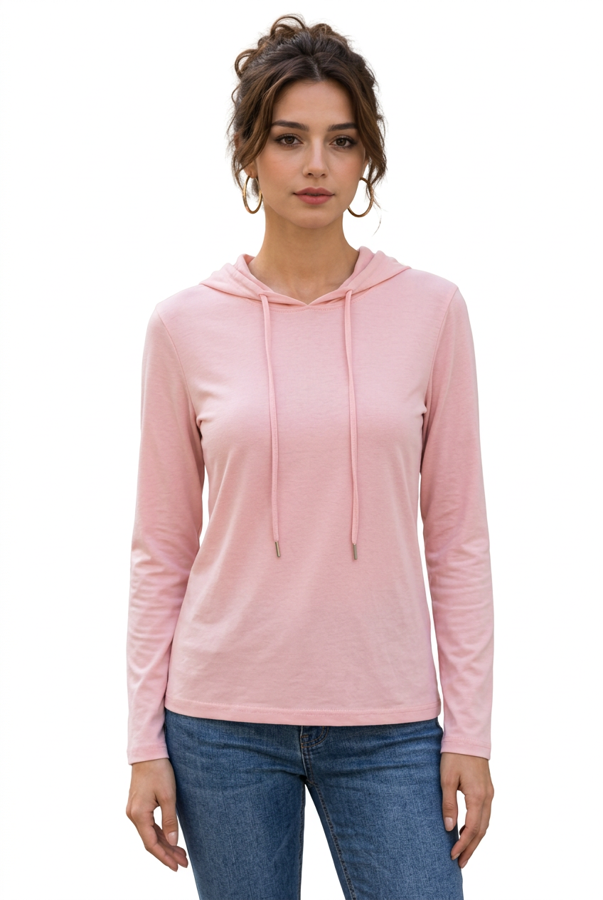 T-shirt femme à capuche et manches longues