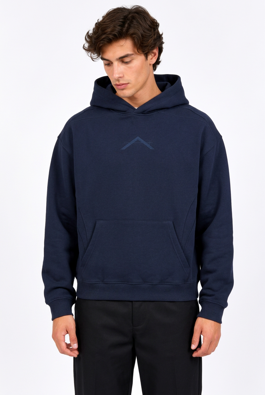 Sweat à capuche homme ample à motif ton sur ton