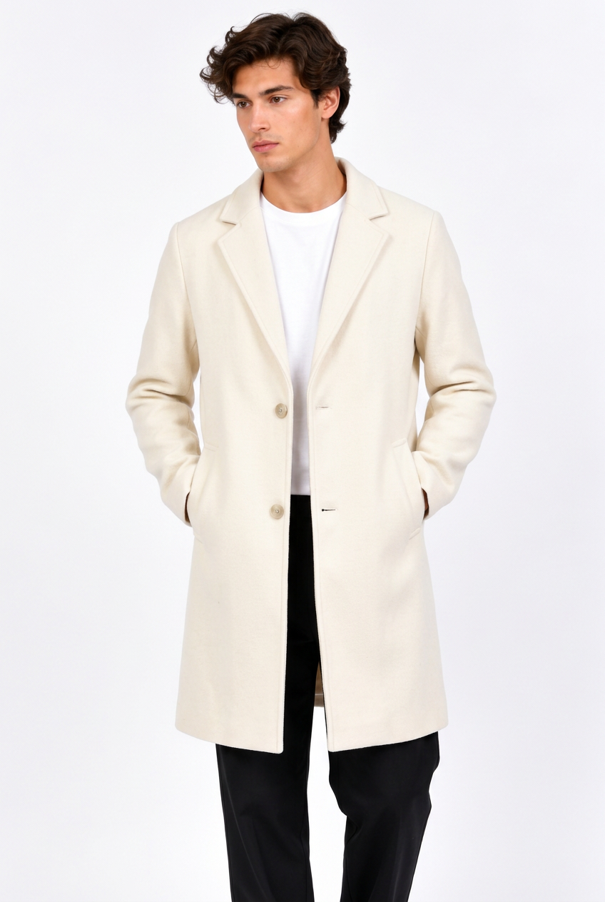 Manteau Mi-Long Homme Coupe-Vent – Slim Fit Laine Casual & Formel