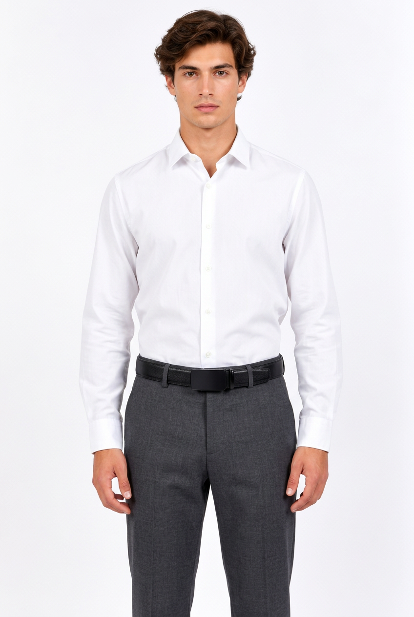 Ceinture homme en croûte de cuir à boucle automatique