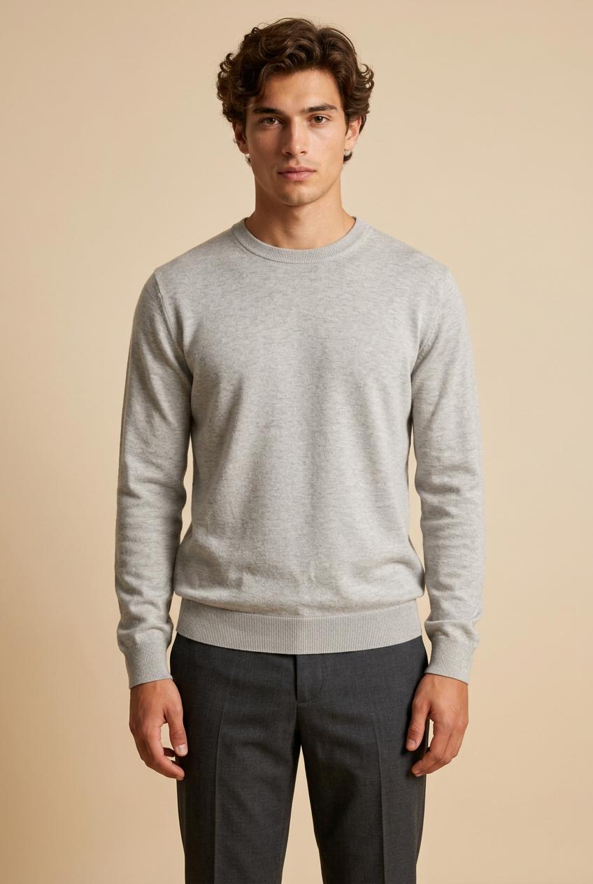 Pull homme ample à col rond et manches longues