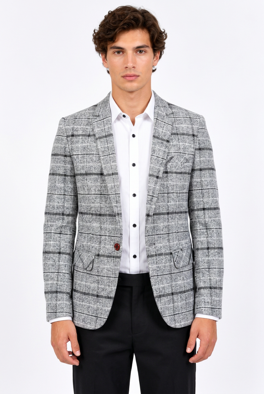 Blazer homme à carreaux, coupe ajustée