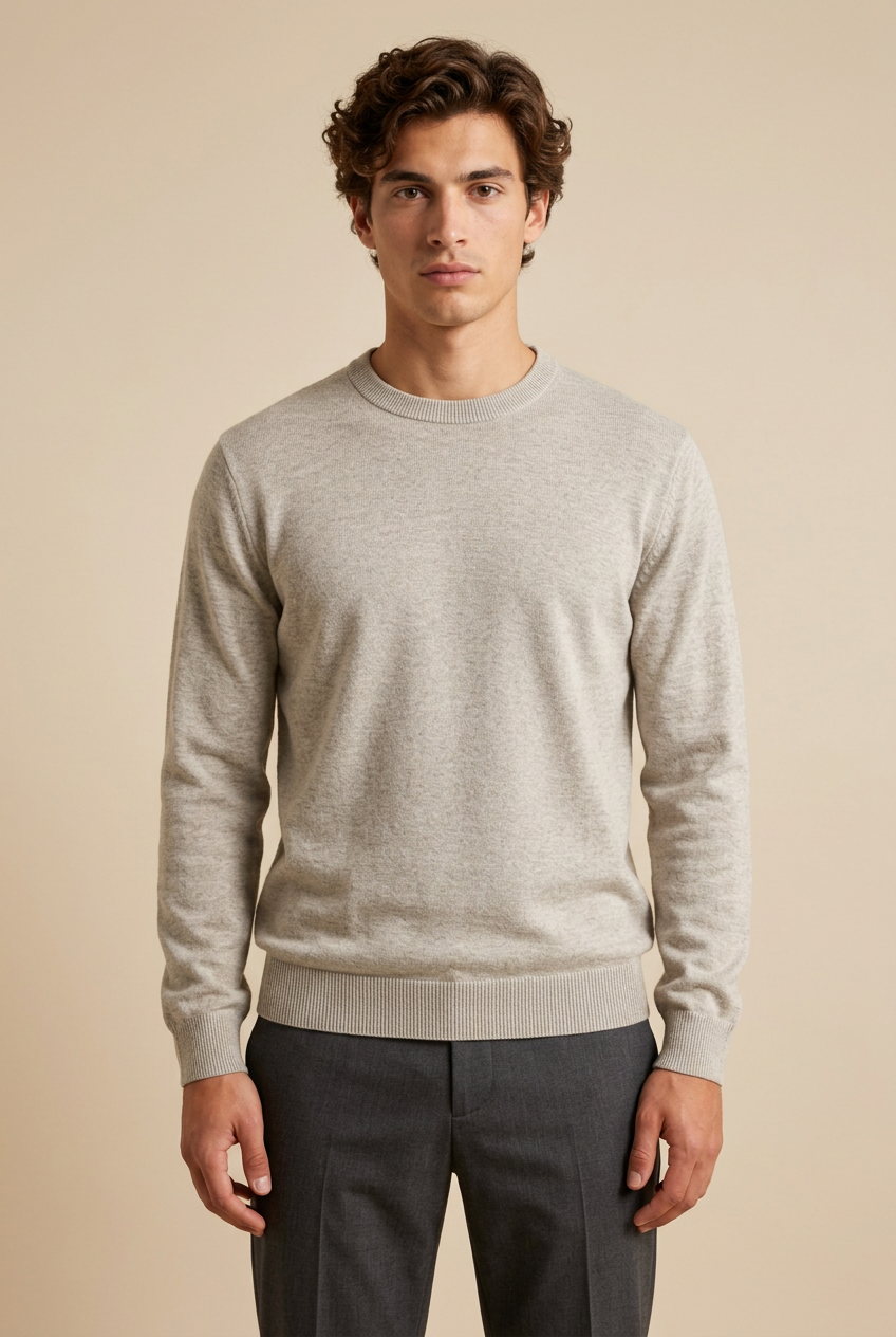 Pull homme ample à col rond et manches longues