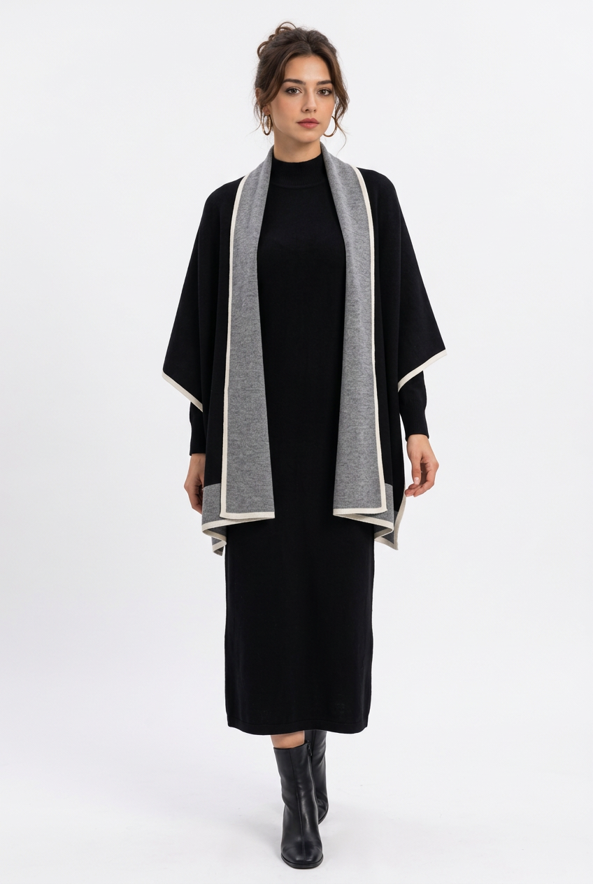 Ensemble femme en maille – Robe longue et écharpe
