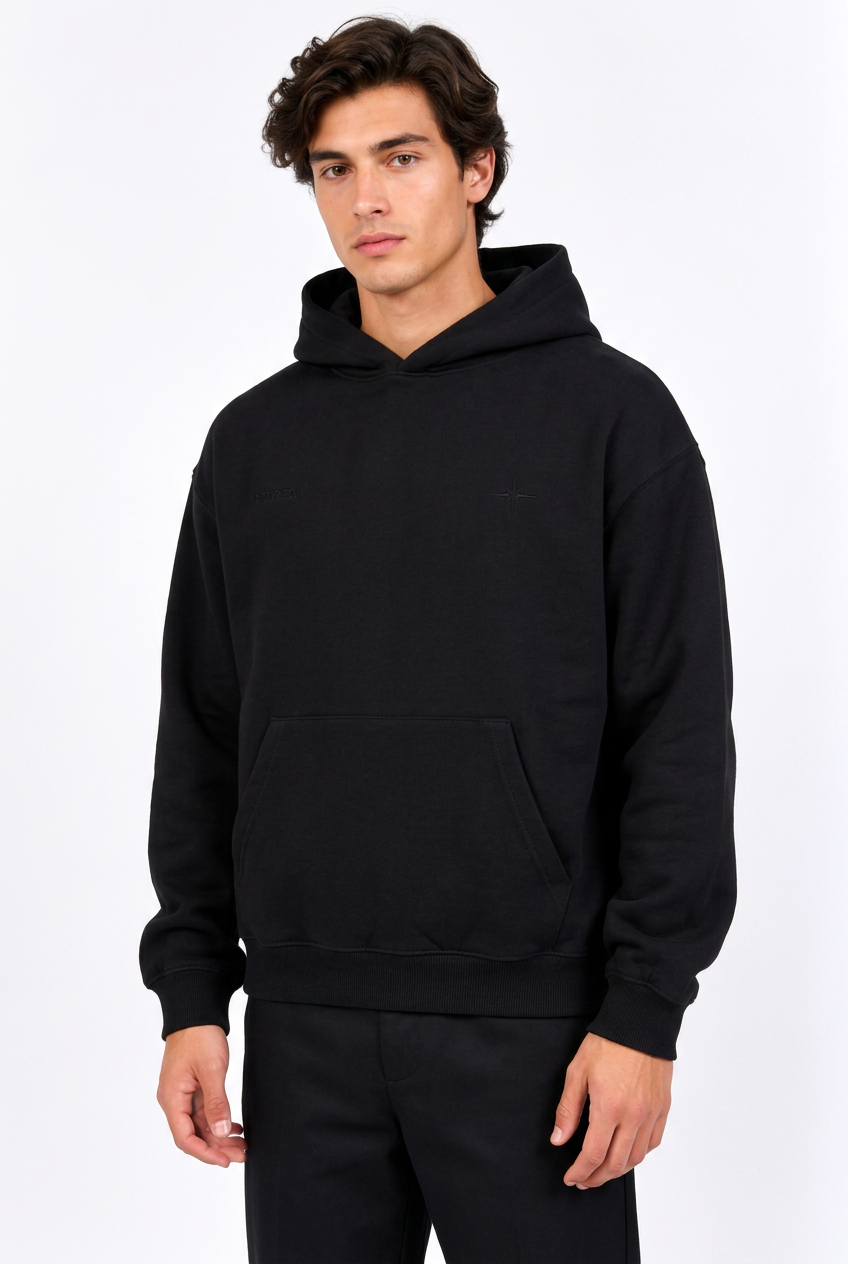Sweat à capuche homme ample avec broderie ton sur ton