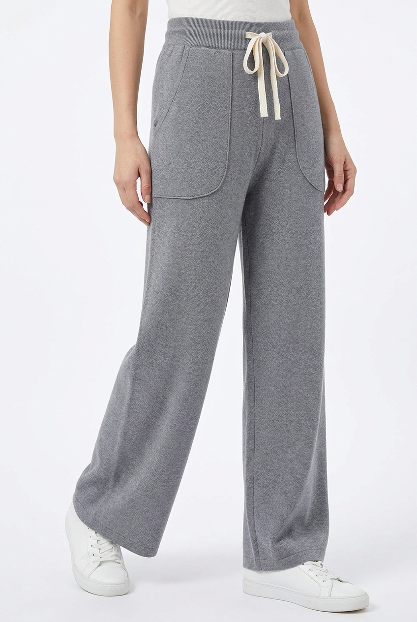 Pantalon large en maille femme taille élastique – Confort cocooning