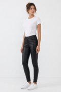 Pantalon en simili cuir femme taille haute – Coupe slim, style casual automne/hiver
