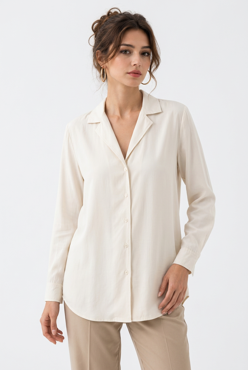 Chemise Ample Manches Longues Col Ouvert – Femme