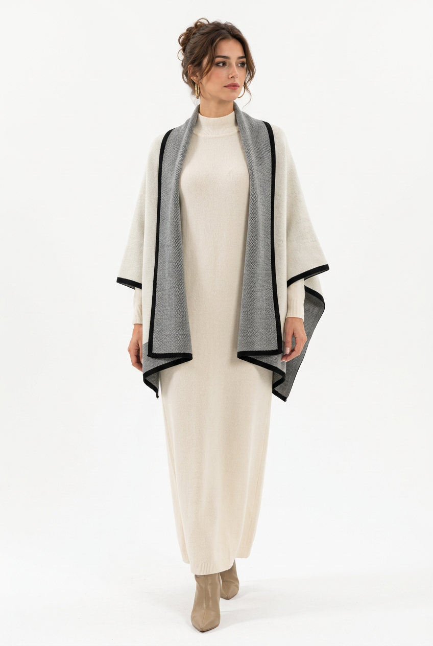 Ensemble femme en maille – Robe longue et écharpe