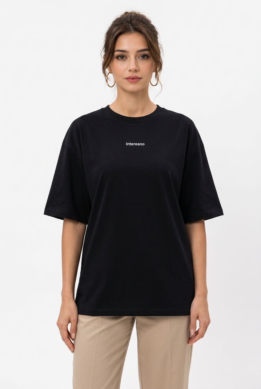 T-shirt oversize femme en coton à petite inscription