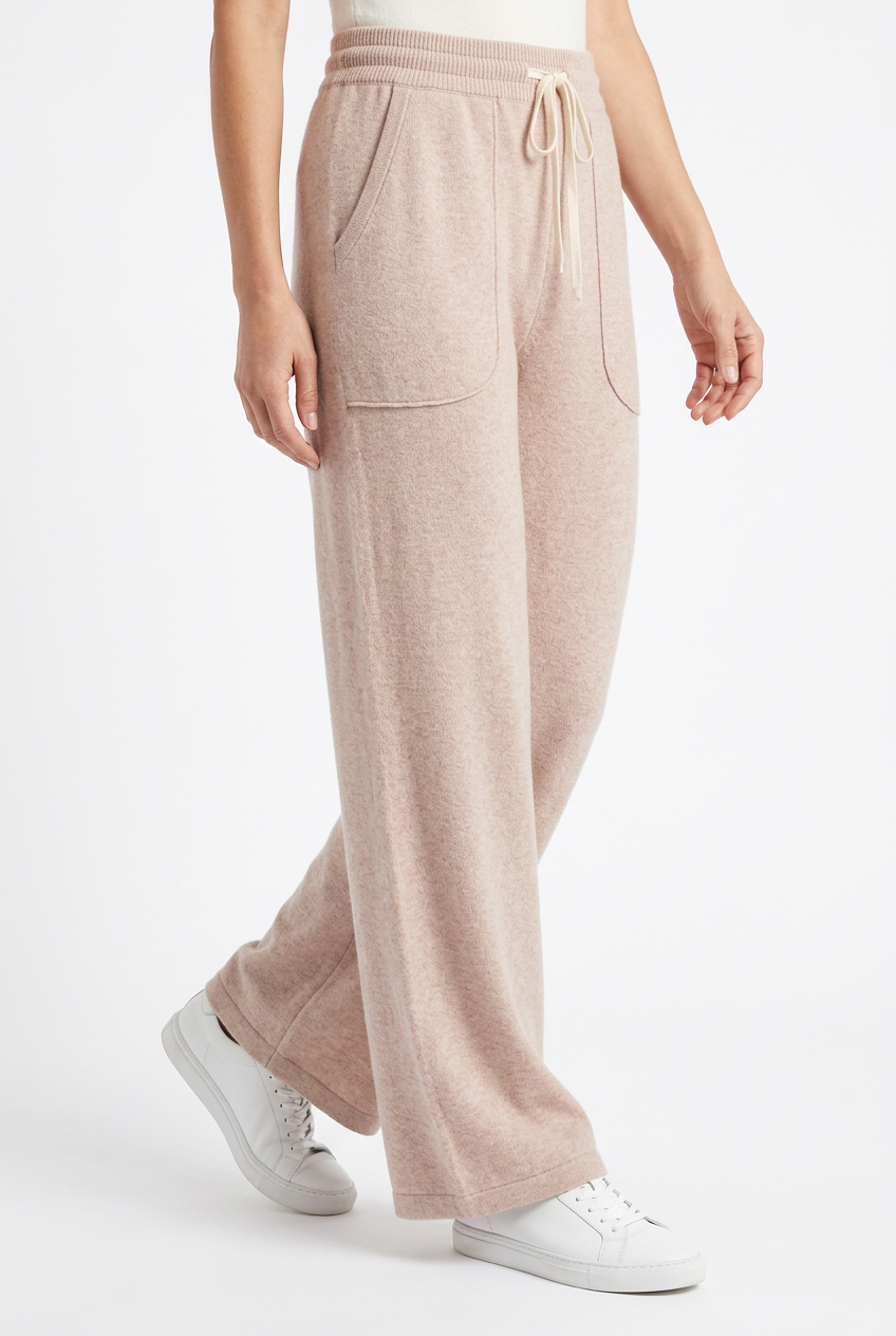 Pantalon large en maille femme taille élastique – Confort cocooning