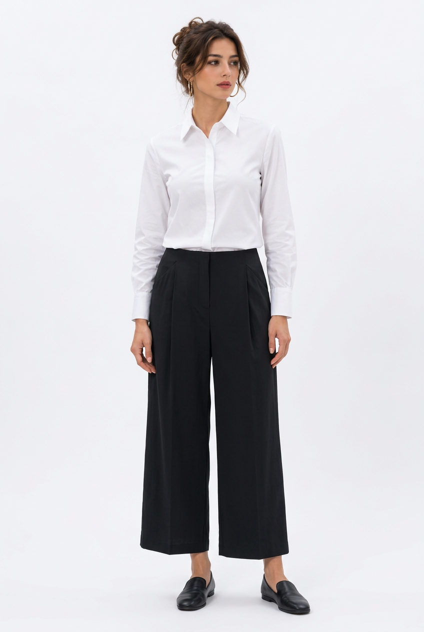 Pantalon large à plis femme – Noir ou bordeaux