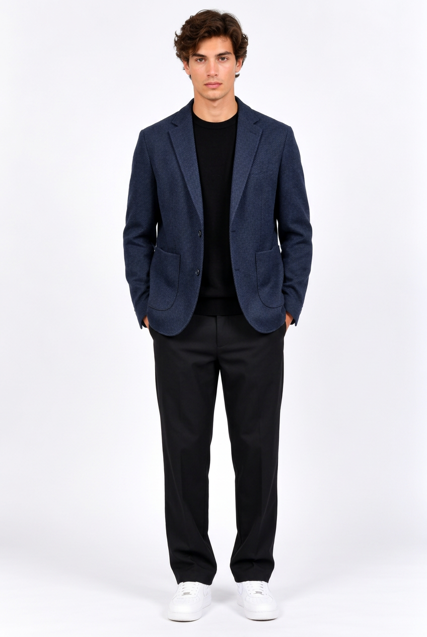 Blazer homme texturé à deux boutons et poches plaquées