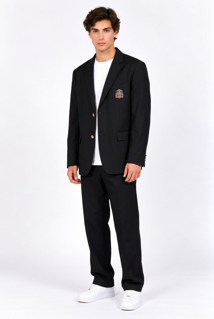Jeff avec le blazer noir, vue trois-quarts