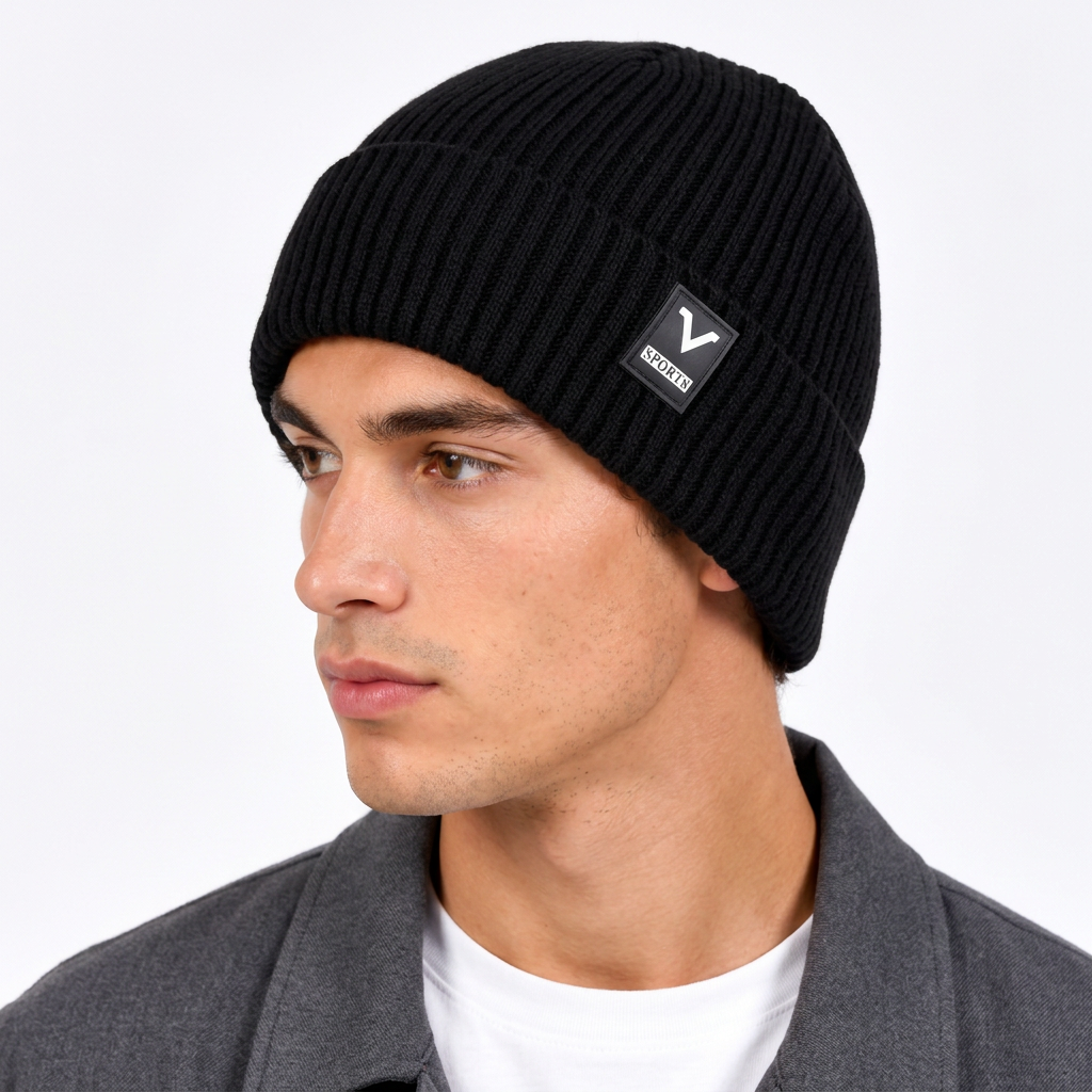 Jeff avec le bonnet noir, côté étiquette