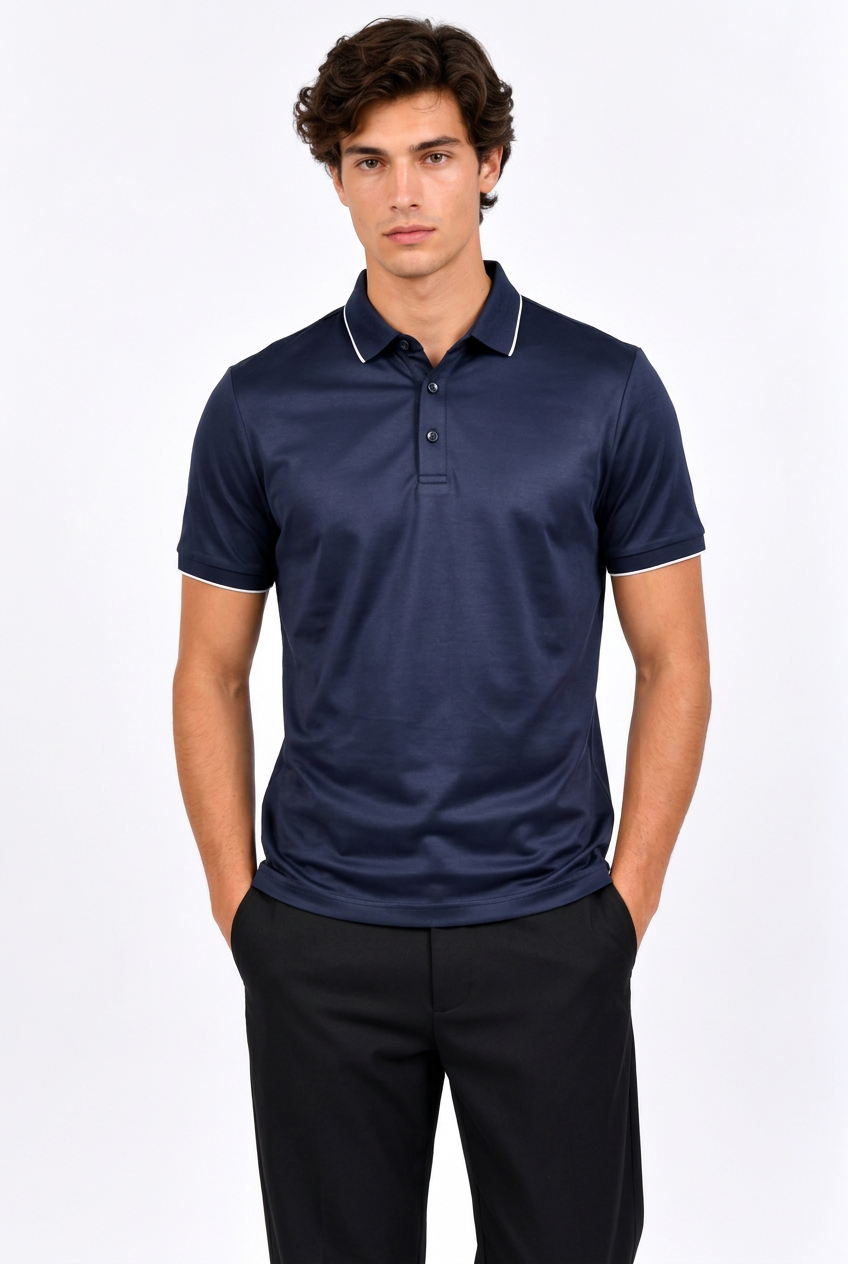 Jeff avec le polo bleu marine