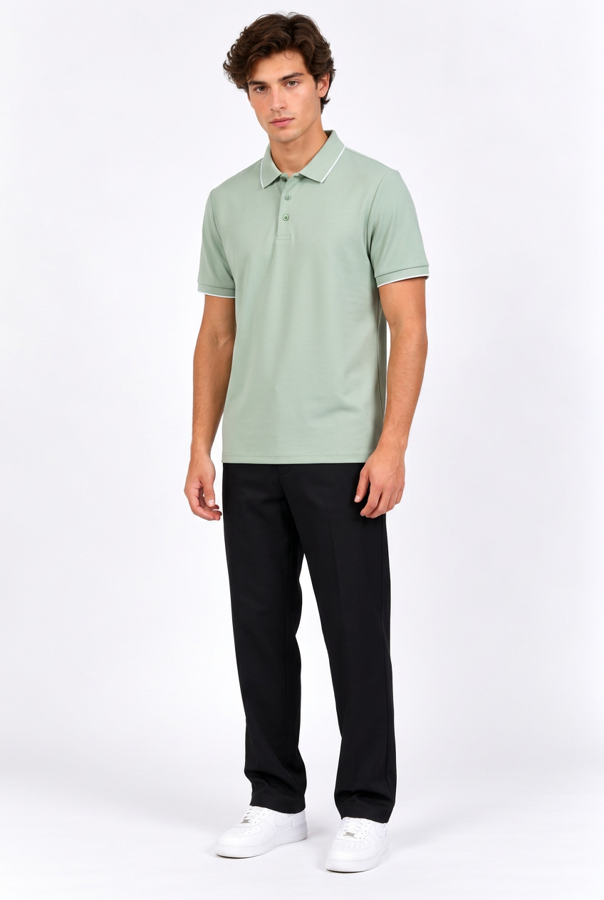 Jeff avec le polo vert sauge
