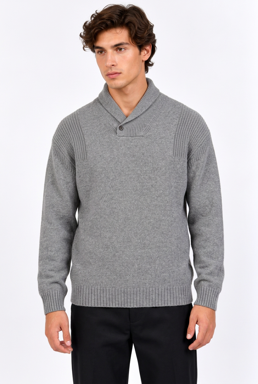 Jeff avec le pull gris moyen