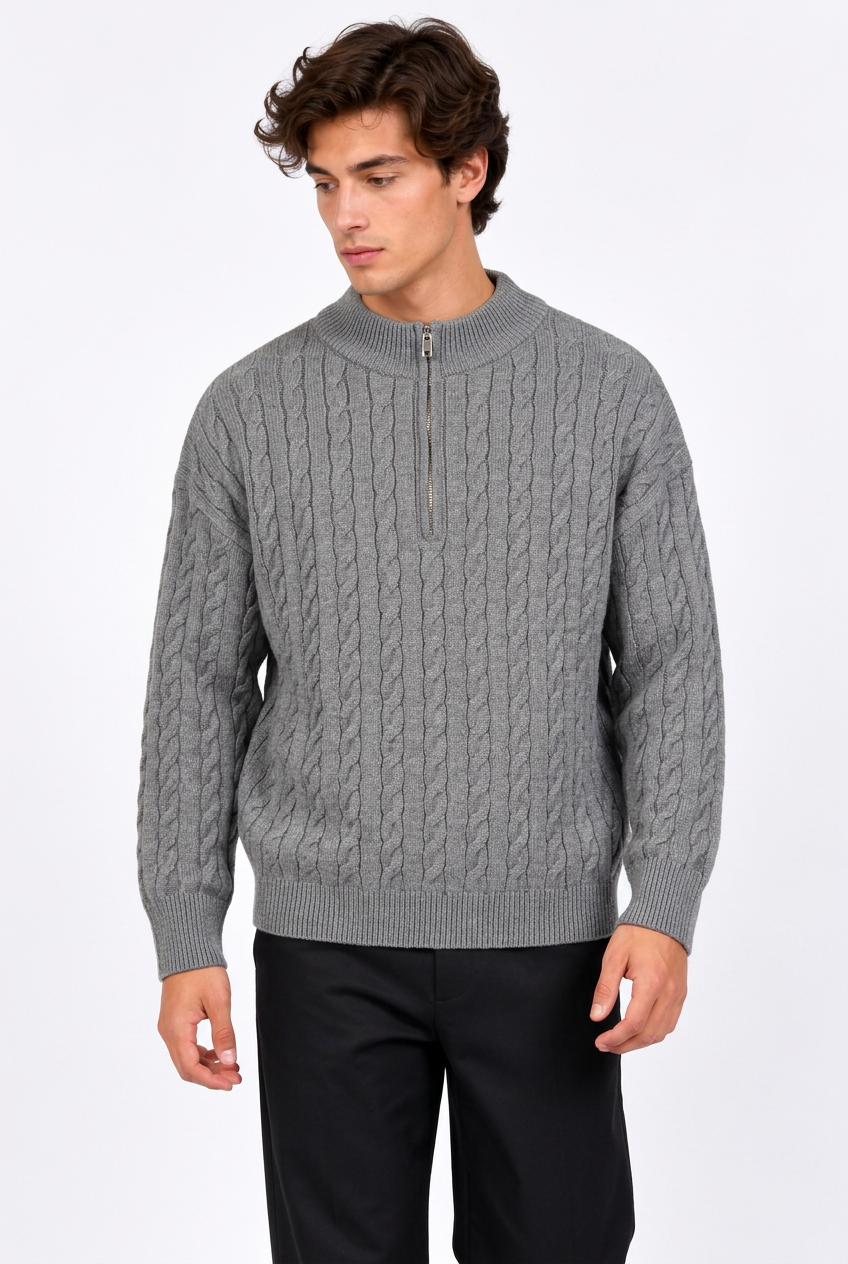 Jeff avec le pull gris