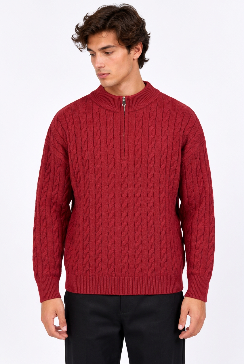 Jeff avec le pull rouge