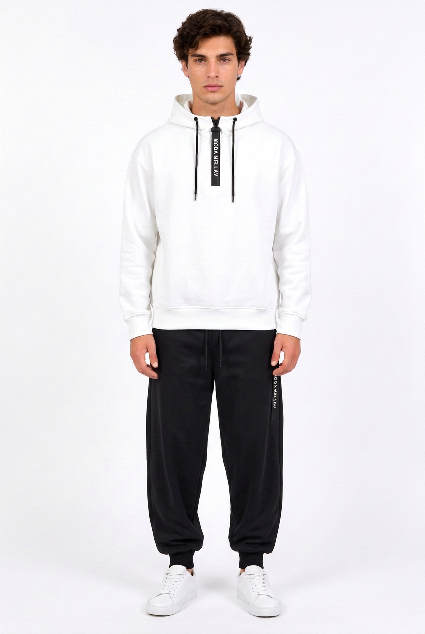 Jeff blanc, pantalon plus ample