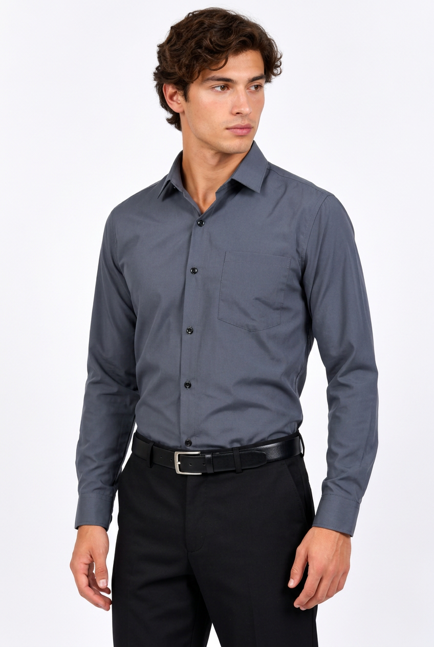 Jeff chemise grise trois quarts droit
