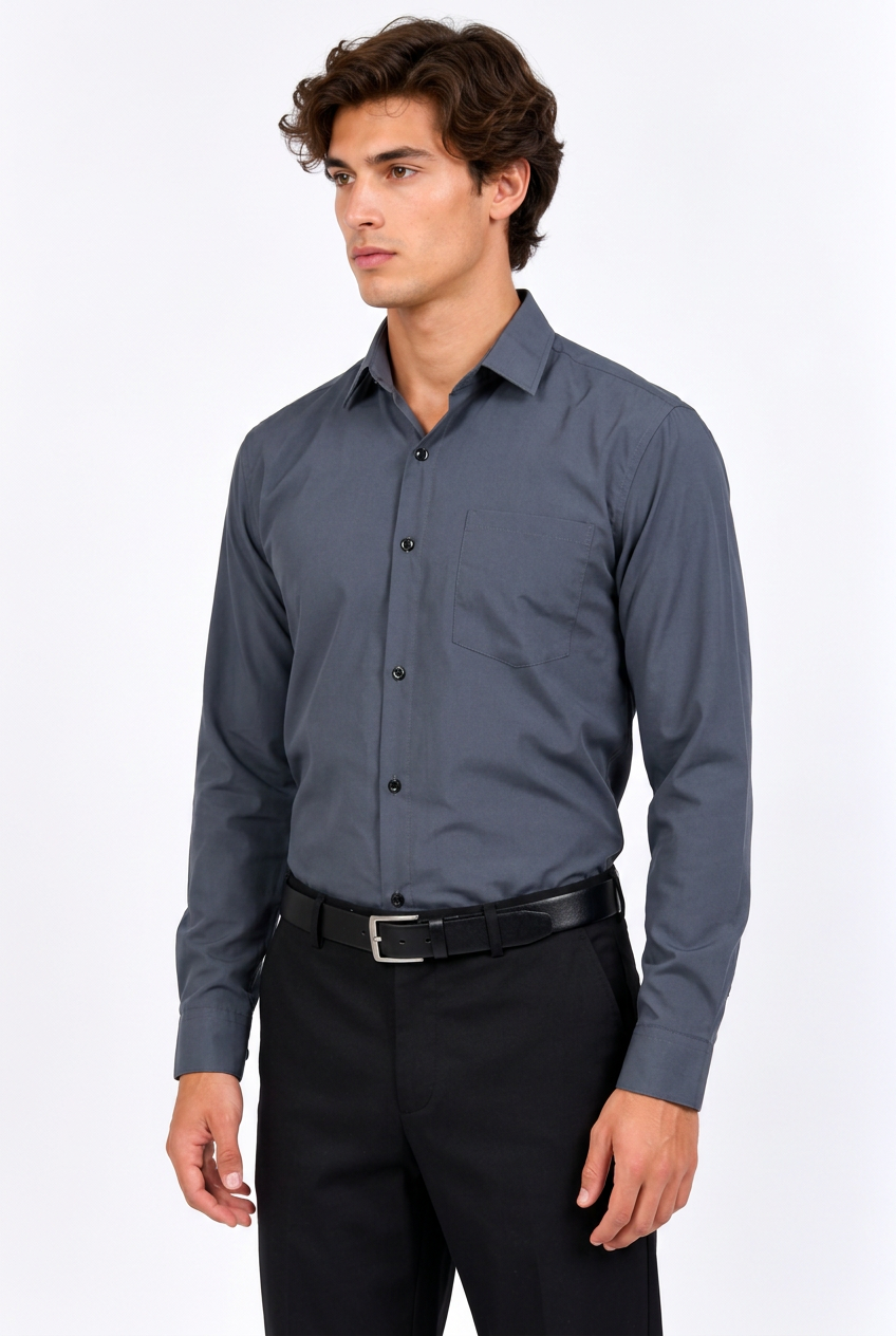 Jeff chemise grise trois quarts gauche