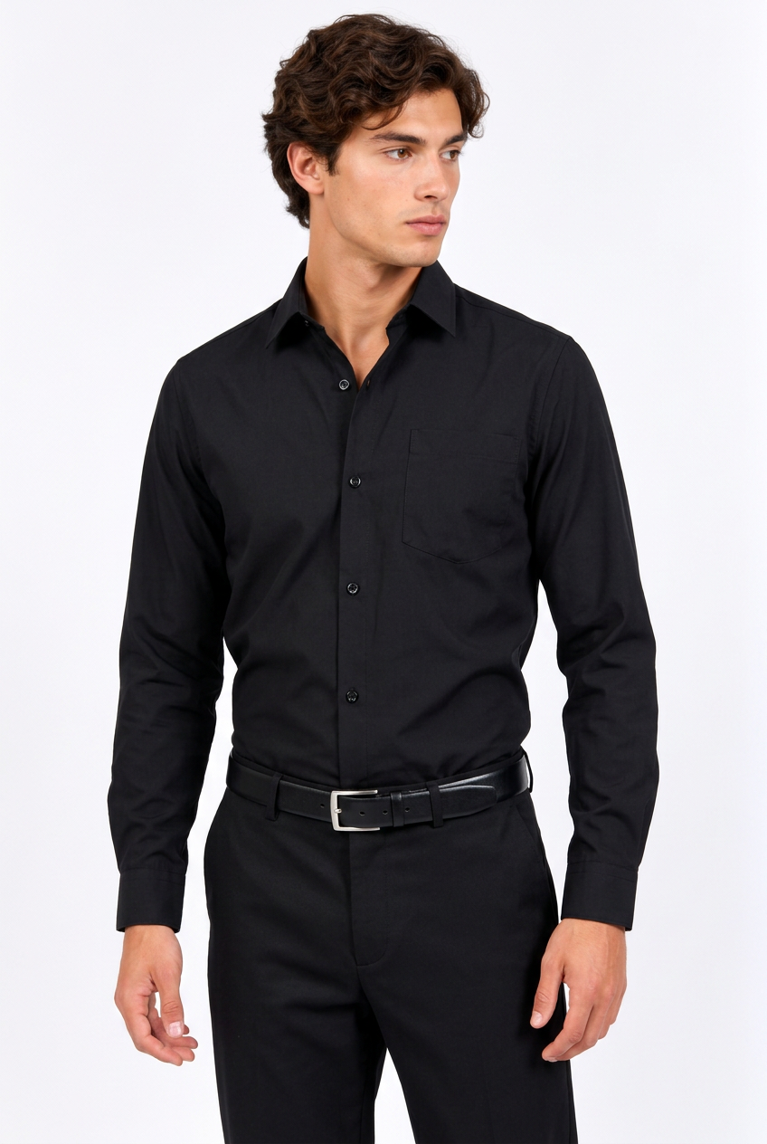 Jeff chemise noire trois quarts droit