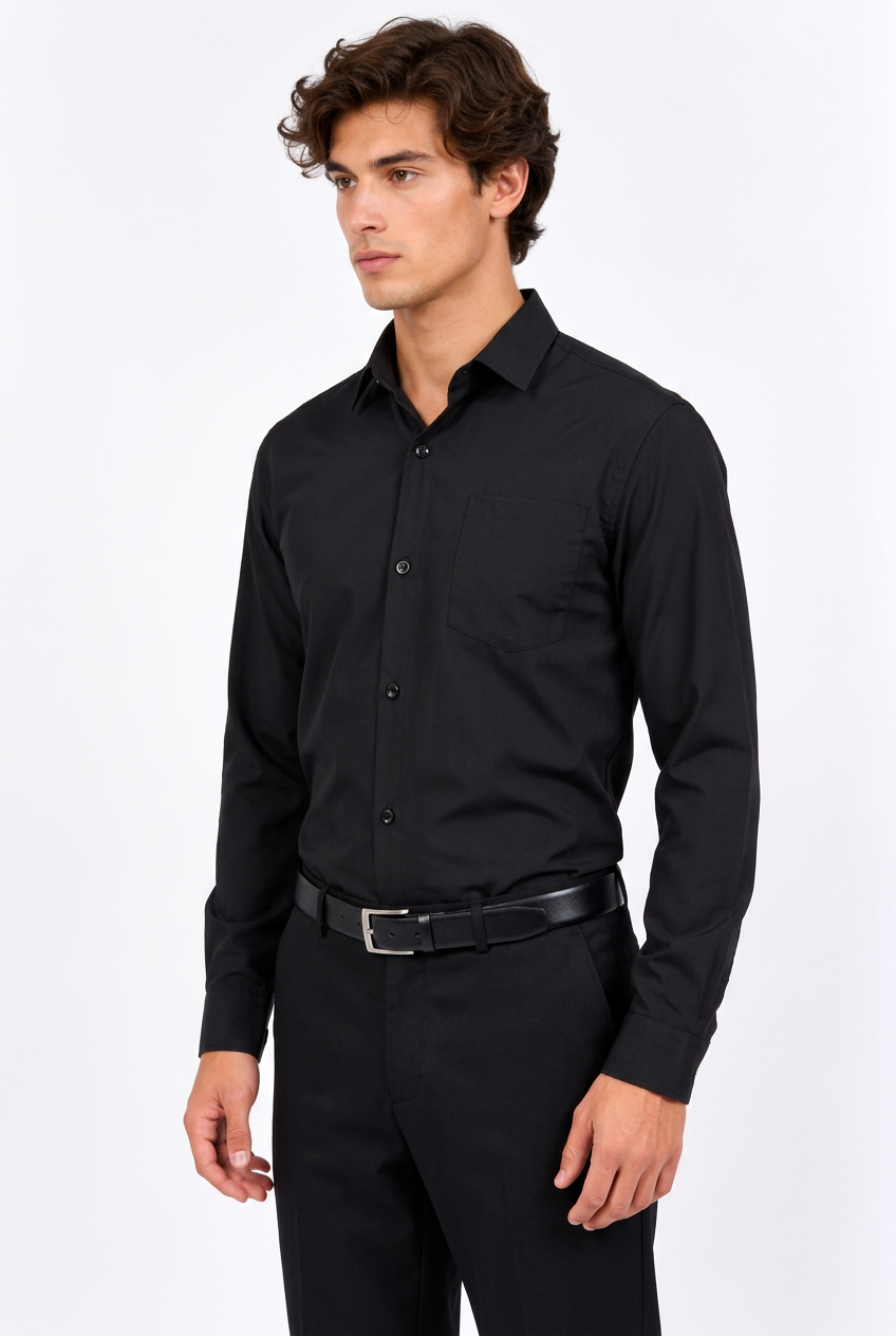 Jeff chemise noire trois quarts gauche