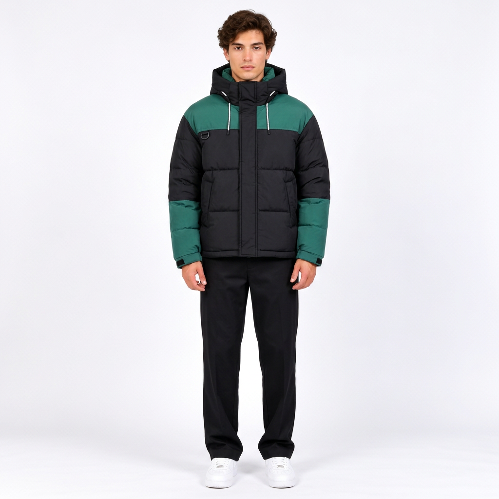 Doudoune Courte Homme Hiver – Duvet de Canard Blanc Chaude Coupe-Vent à Capuche