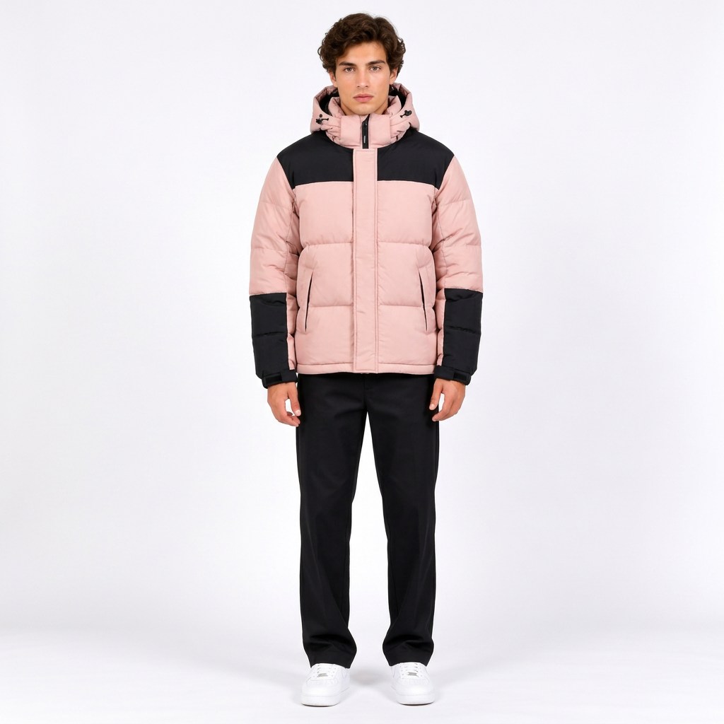 Doudoune Courte Homme Hiver – Duvet de Canard Blanc Chaude Coupe-Vent à Capuche