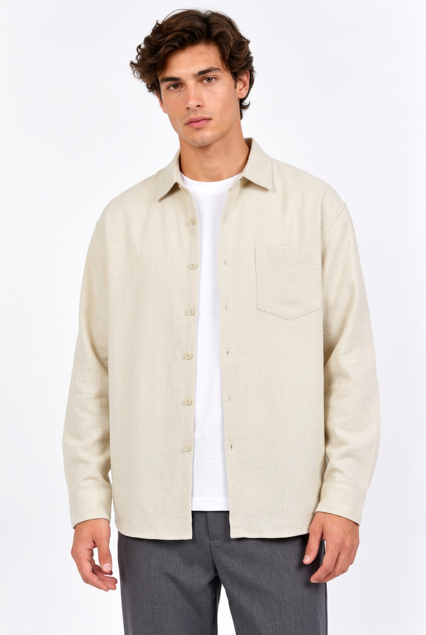 Jeff en naturel sur un T-shirt blanc