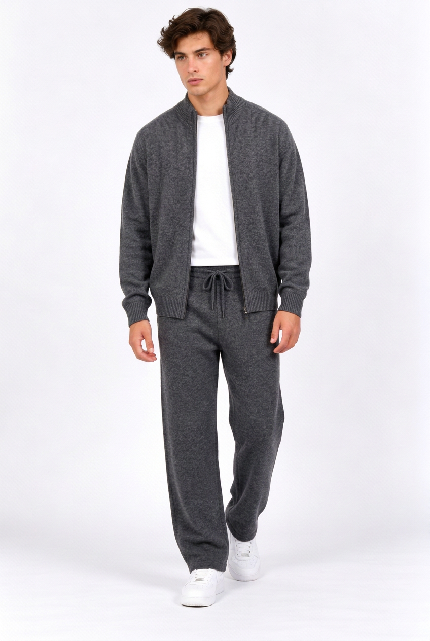 Jeff ensemble gris foncé porté plus ample