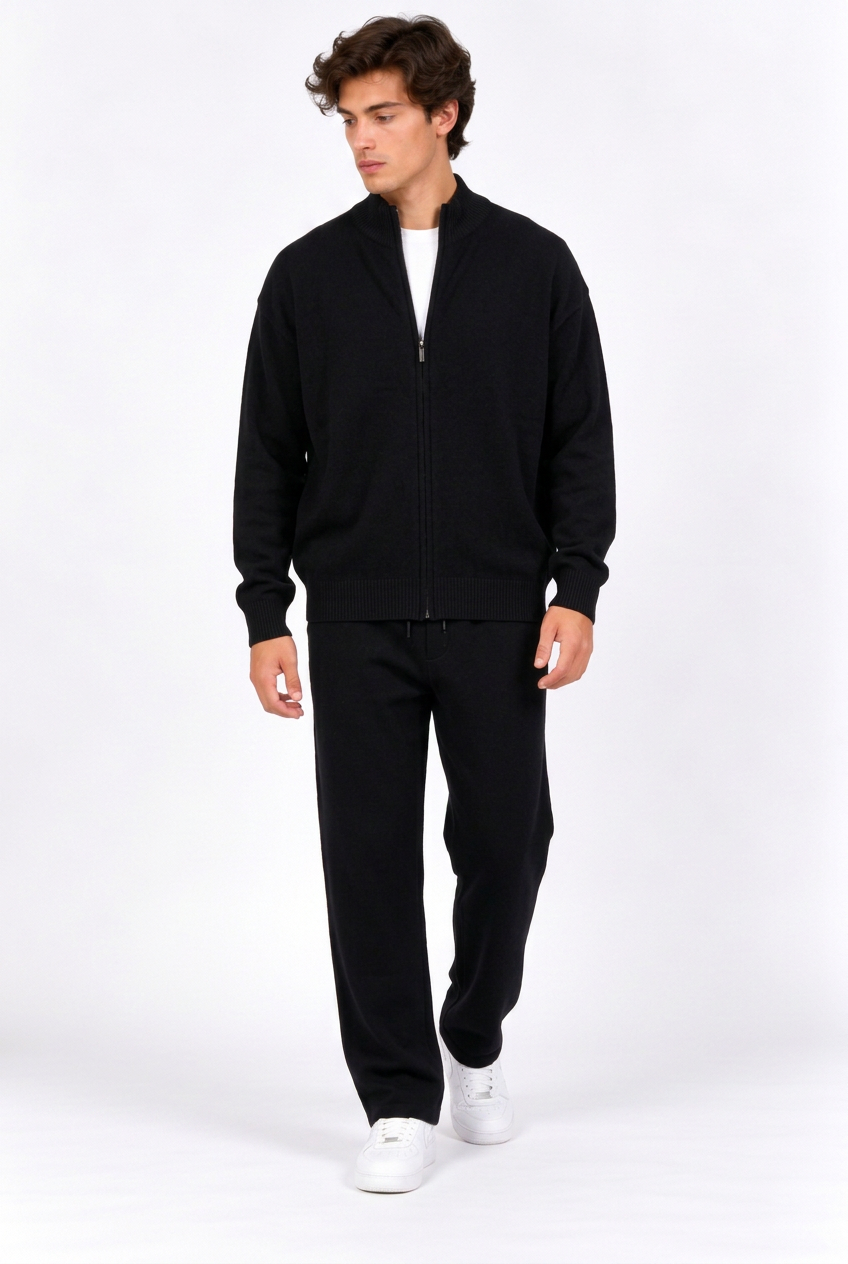 Jeff ensemble noir porté plus ample
