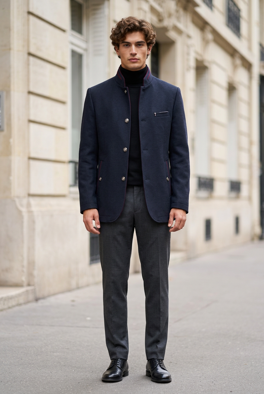 Jeff, manteau bleu marine