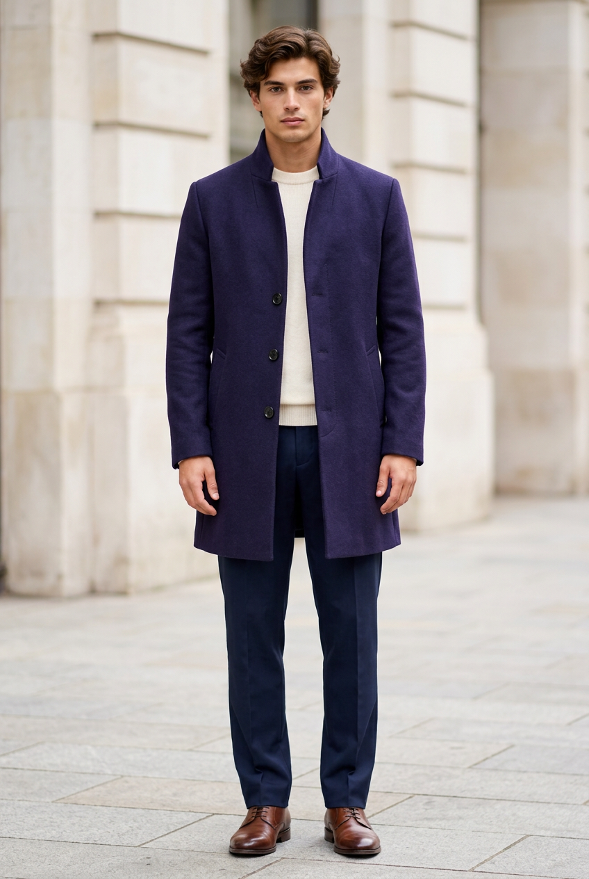 Jeff, manteau bleu violacé