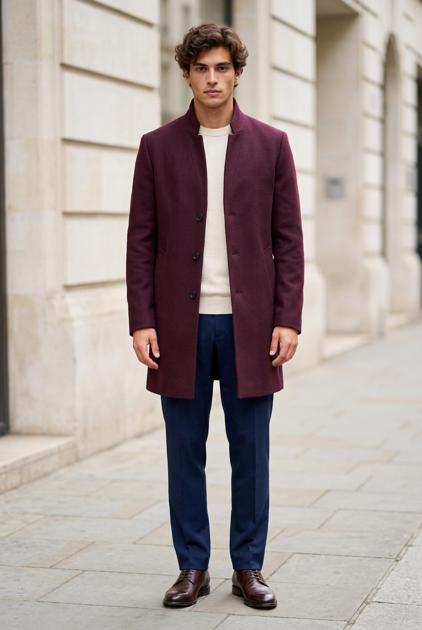 Jeff, manteau bordeaux
