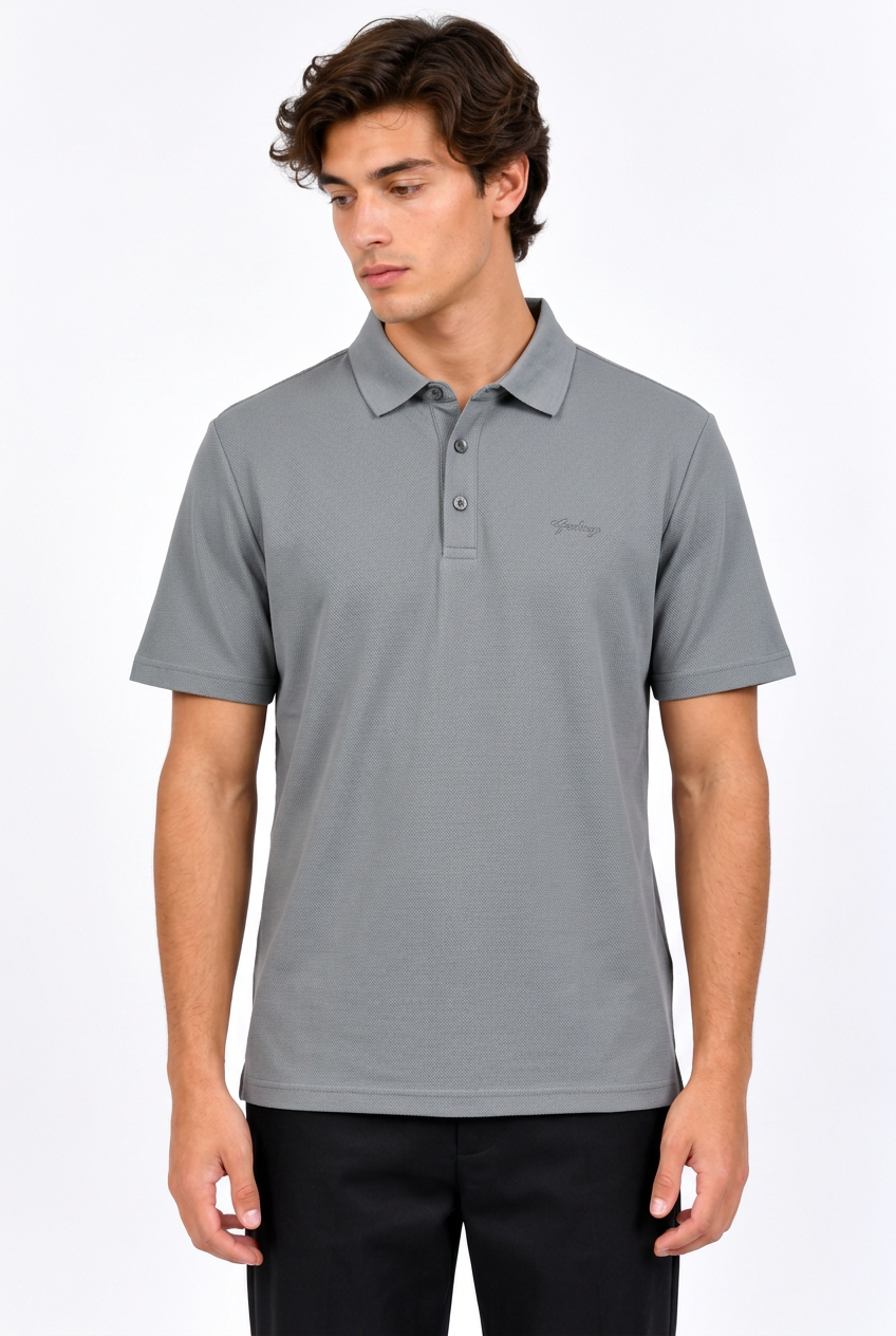 Jeff polo gris, reprise des manches