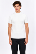 Jeff t-shirt blanc ajusté à petit col montant
