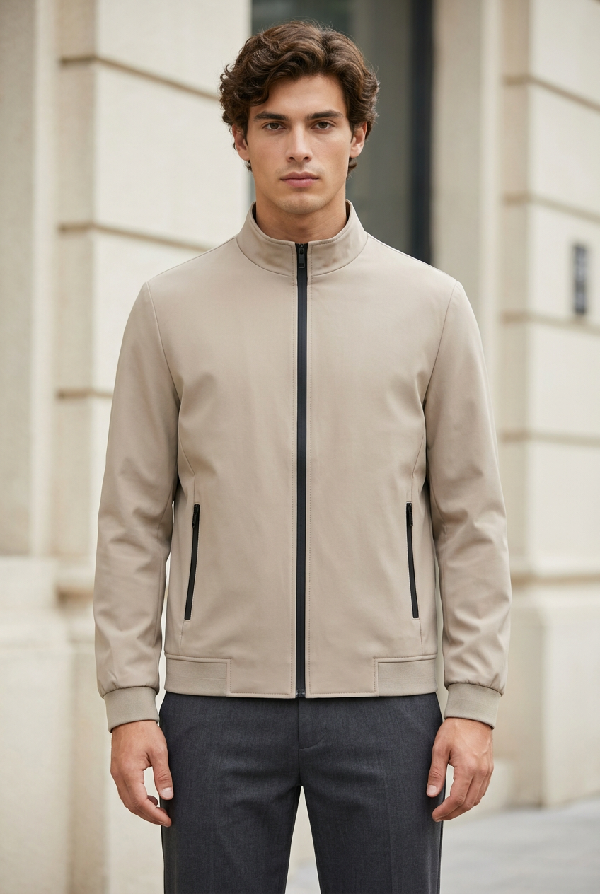 Jeff, veste beige kaki de face