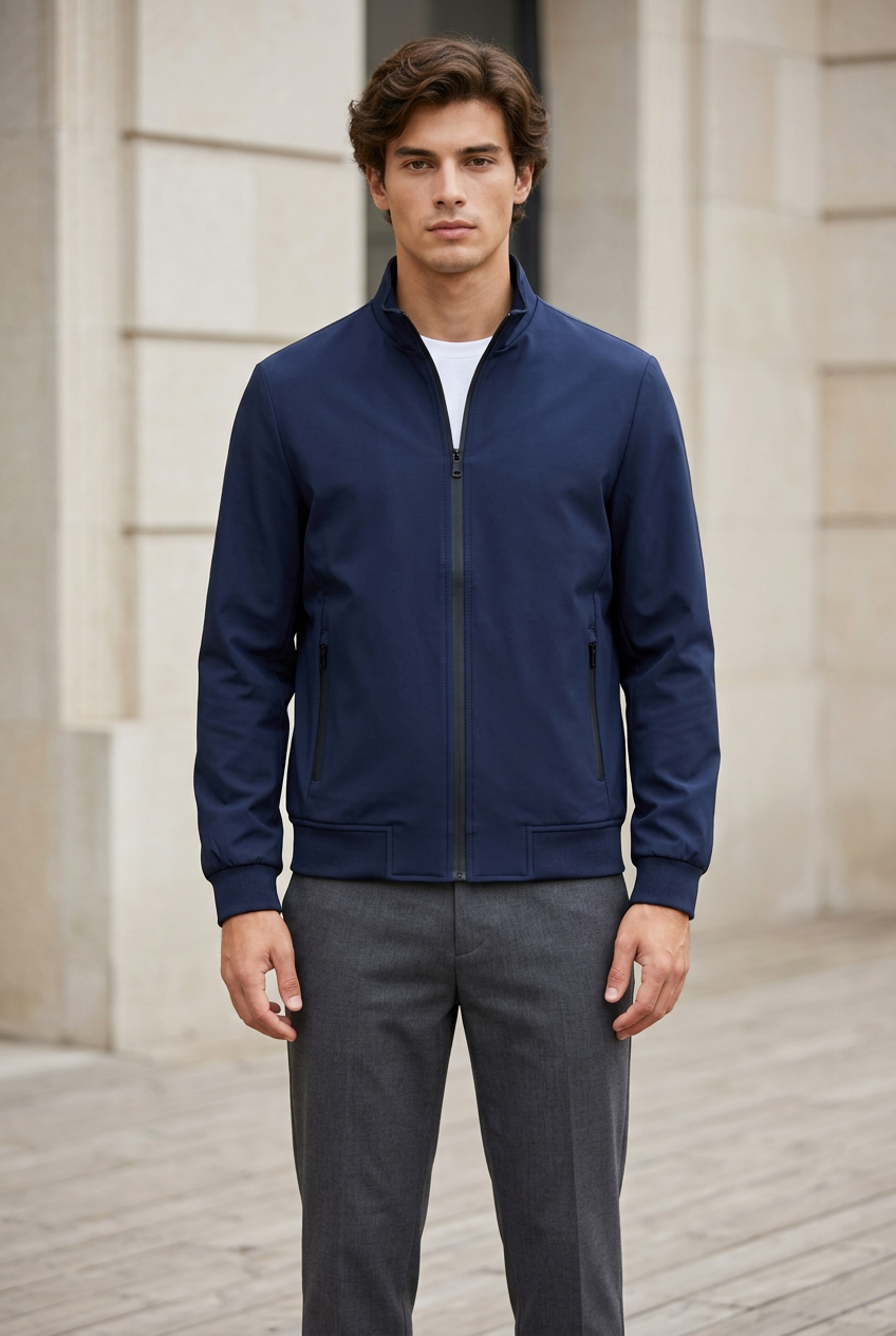 Jeff, veste bleu marine de face
