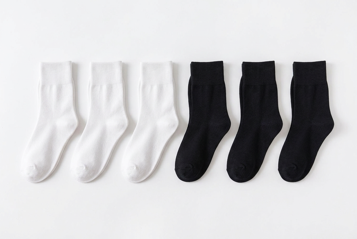 Pack de six paires, trois blanches et trois noires