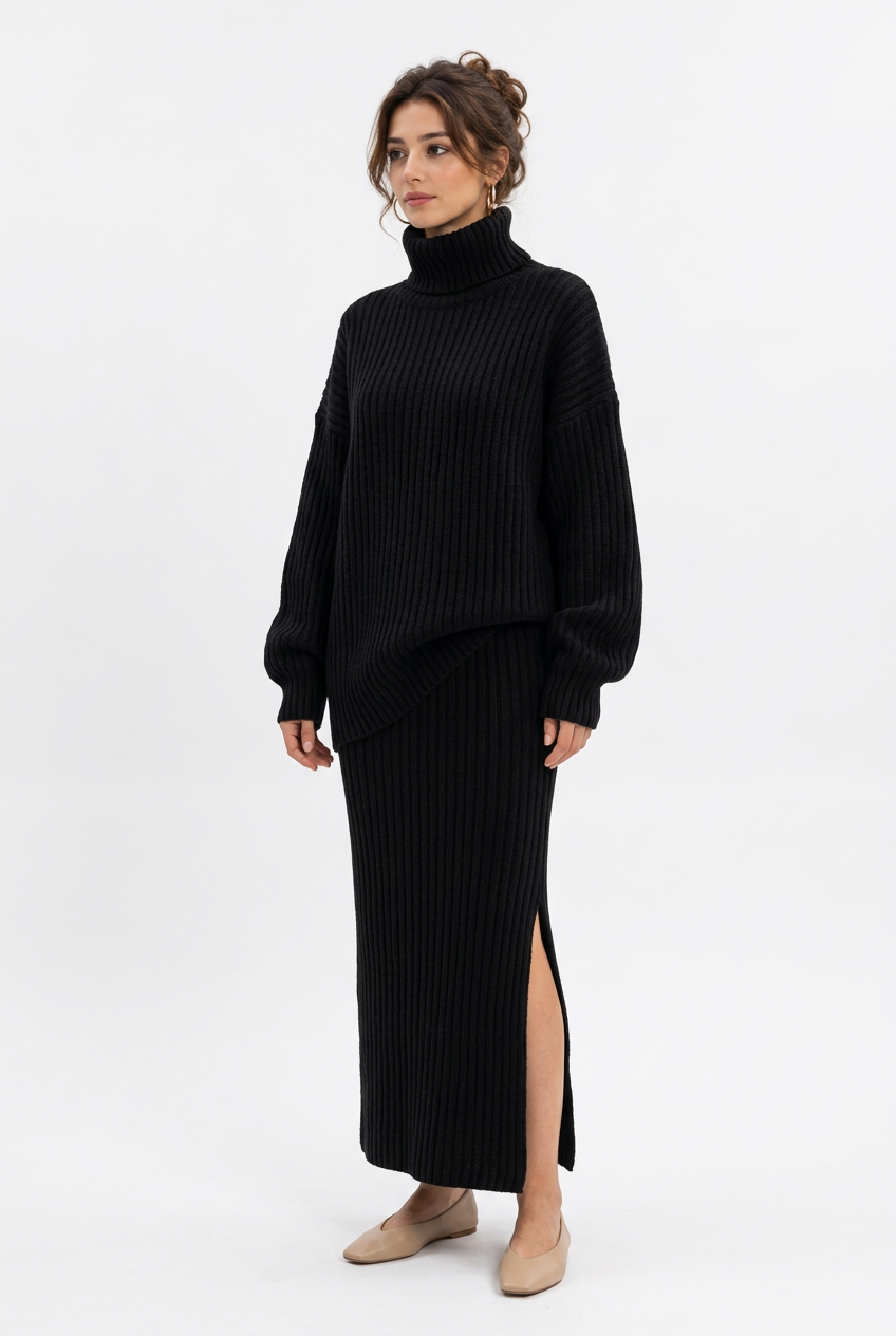 Stéphanie avec l’ensemble noir