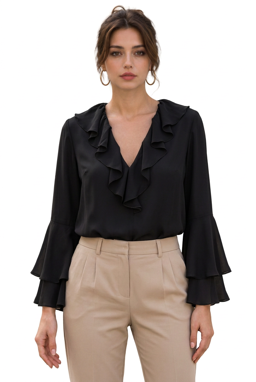 Stéphanie avec la blouse noire