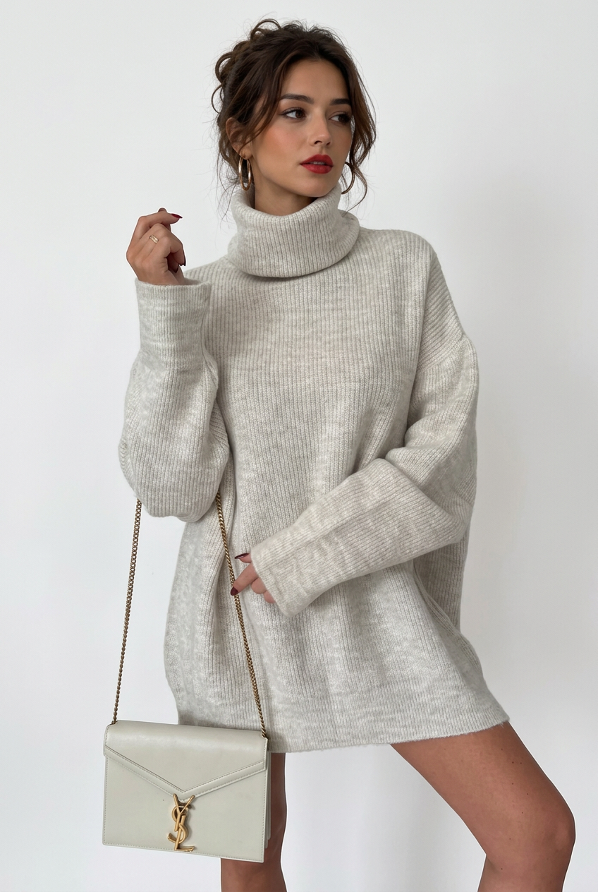 Stéphanie avec la robe gris clair