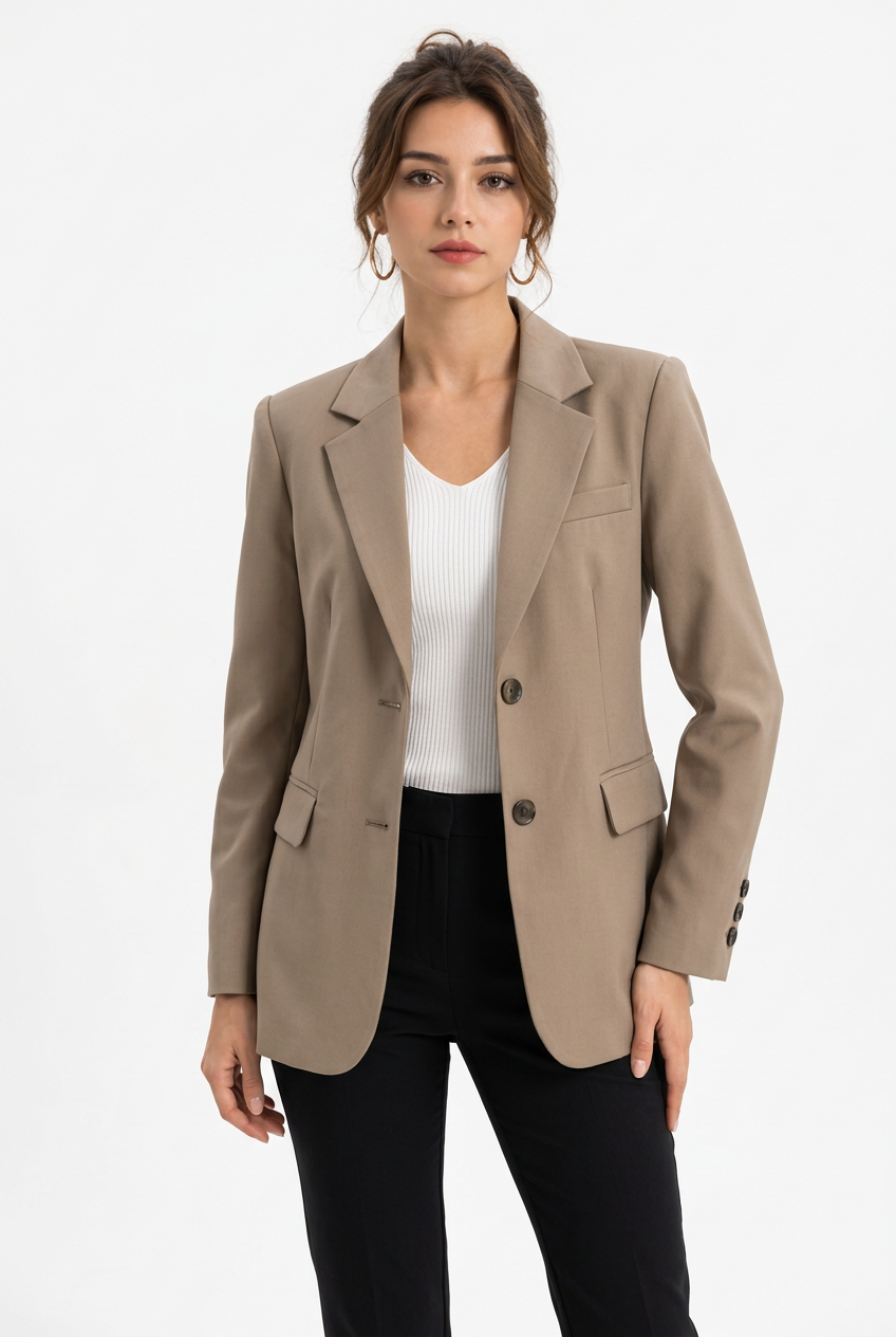 Stéphanie avec le blazer kaki