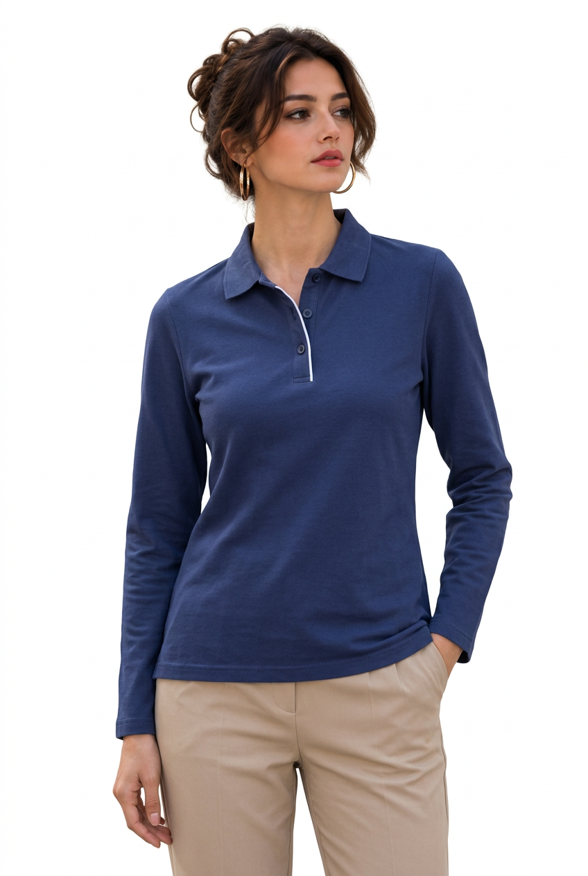 Stéphanie avec le polo bleu