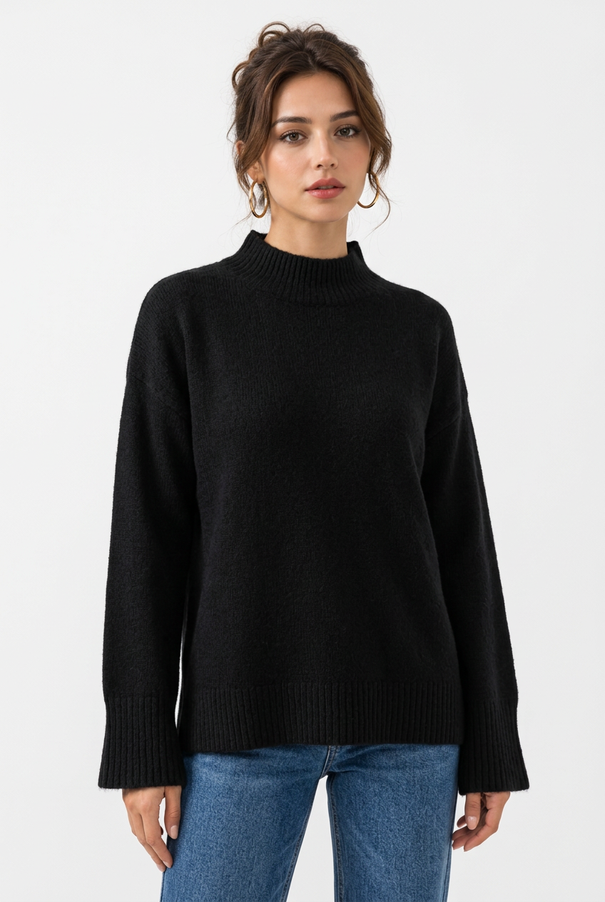 Stéphanie avec le pull noir